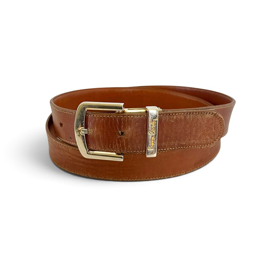 Pierre Cardin Vintage Caramel Brown Glove Tanned Cowhide Leather Belt Size 34